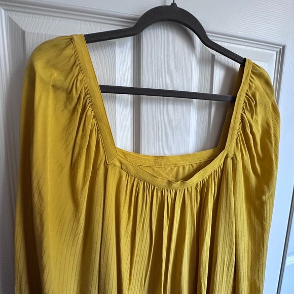 A New Day Women's XXL Summer Wheat Yellow Balloon Sleeve Square Neck Top NWT - Picture 4 of 8